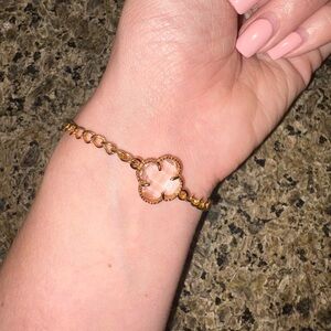 Gold Clear Clover Crystal  Bracelet